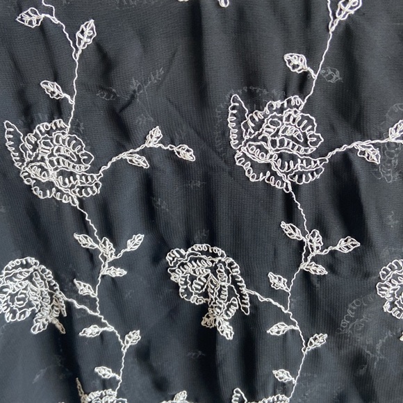White House Black Market sheer black embroidered floral blouse - Picture 5 of 5